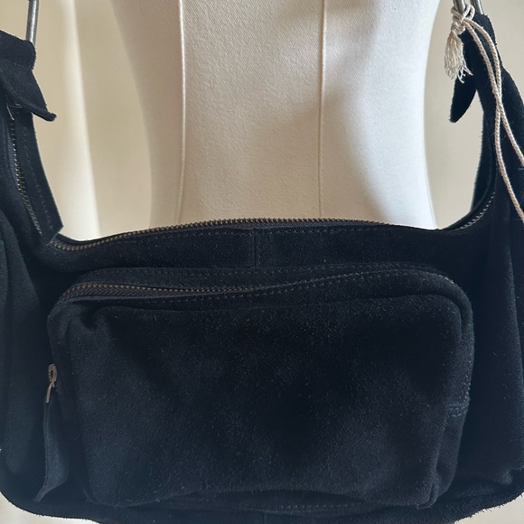 Free People Siren Black Suede Shoulder Bag - NWOT - Picture 4 of 13